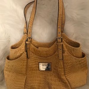 Nicole Miller Faux Crocodile Embossed Handbag